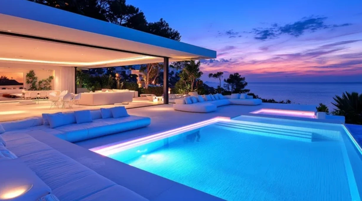 Villa de super lujo atardecer